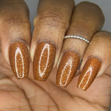 Ignore The Bear Nail Polish - umber-toned brown with pure silver flakes - Fanchromatic Nails