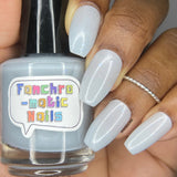 Each Runic Letter Nail Polish - light periwinkle jelly with blue iridescent flakes - Fanchromatic Nails