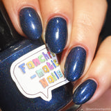 Reborn In The Great Cycle Nail Polish - deep cobalt blue scattered holo - Fanchromatic Nails