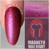 Magneto Was Right Nail Polish - pink/magenta/red iridescent jelly - Fanchromatic Nails