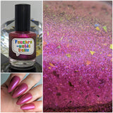 Magneto Was Right Nail Polish - pink/magenta/red iridescent jelly - Fanchromatic Nails