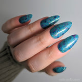 San Junipero Nail Polish - teal blue/green with shredded glitters - Fanchromatic Nails