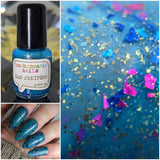 San Junipero Nail Polish - teal blue/green with shredded glitters - Fanchromatic Nails