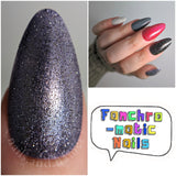 Silver Shoes With Pointed Toes Nail Polish - silver reflective glitter topper - Fanchromatic Nails