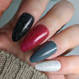 Silver Shoes With Pointed Toes Nail Polish - silver reflective glitter topper - Fanchromatic Nails