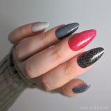 Silver Shoes With Pointed Toes Nail Polish - silver reflective glitter topper - Fanchromatic Nails