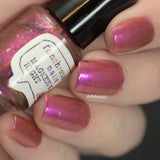 Magneto Was Right Nail Polish - pink/magenta/red iridescent jelly - Fanchromatic Nails