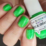Hulk Smash! Nail Polish - neon green with black & purple flakies - Fanchromatic Nails
