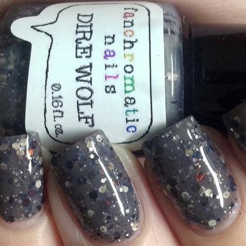 Dire Wolf Nail Polish - grey creme with neutral-tone glitter - Fanchromatic Nails