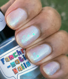 Wrapped In Plastic Nail Polish - matte iridescent flakie top coat - Fanchromatic Nails