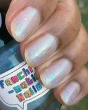 Wrapped In Plastic Nail Polish - matte iridescent flakie top coat - Fanchromatic Nails