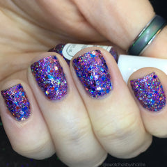 Bright and Bubbly Nail Polish - holographic purple glitter
