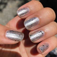 Witness Me Nail Polish - shiny and chrome with black shreds