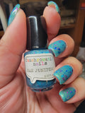 San Junipero Nail Polish - teal blue/green with shredded glitters - Fanchromatic Nails