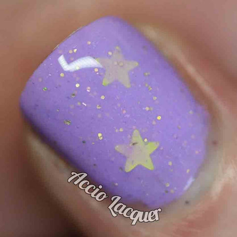 LSP Nail Polish -  bright lavender with gold stars - Fanchromatic Nails