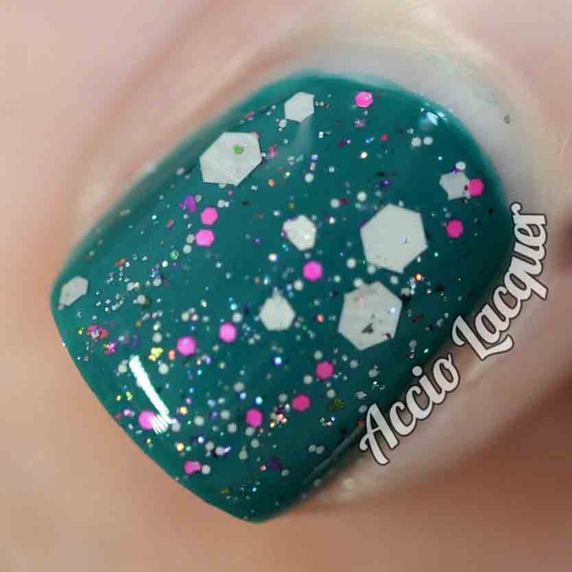 Eleven Nail Polish grey and pink glitter with colorchanging flakes