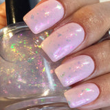 You Have No Power Over Me Nail Polish - opalescent aurora flakie top coat - Fanchromatic Nails