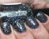 Kneel Before Zod Nail Polish - holographic black glitter - Fanchromatic Nails