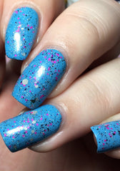 Eleven Nail Polish - grey and pink glitter with color-changing flakes