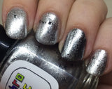 Witness Me Nail Polish - shiny and chrome with black shreds - Fanchromatic Nails