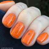 Oh Rocket! Nail Polish - neon orange with chameleon flakies - Fanchromatic Nails