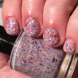 The Queen Must Ride Alone Nail Polish - mauve crelly with floral-toned glitter - Fanchromatic Nails