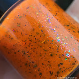 Oh Rocket! Nail Polish - neon orange with chameleon flakies - Fanchromatic Nails