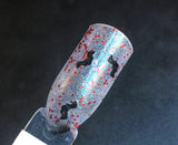 Vampire Queen Nail Polish - glow in the dark topper with bat shaped glitter - Fanchromatic Nails