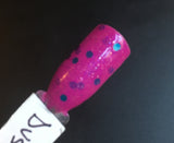 Dusk At the Crystal Temple Nail Polish - neon fuchsia with blue glitter - Fanchromatic Nails