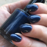 Reborn In The Great Cycle Nail Polish - deep cobalt blue scattered holo - Fanchromatic Nails