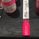 Princess Bubblegum Nail Polish - neon pink with white & gold accents - Fanchromatic Nails