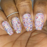 The Queen Must Ride Alone Nail Polish - mauve crelly with floral-toned glitter - Fanchromatic Nails