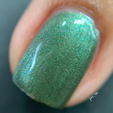 Xenobotanist Nail Polish - rich green with multichromatic shimmer - Fanchromatic Nails
