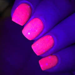 Princess Bubblegum Nail Polish - neon pink with white & gold accents