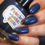 Reborn In The Great Cycle Nail Polish - deep cobalt blue scattered holo - Fanchromatic Nails