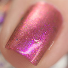Magneto Was Right Nail Polish - pink/magenta/red iridescent jelly